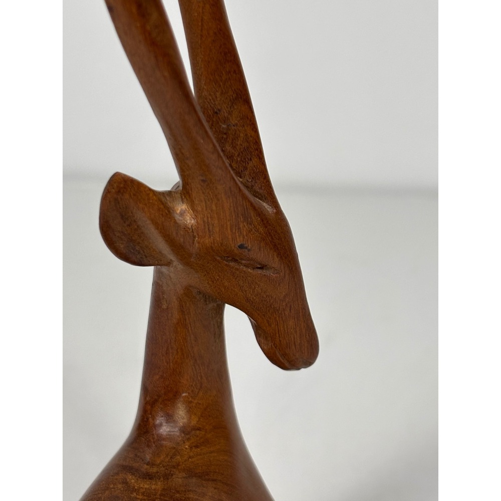 Gazelle Figurines Set of 2 Brown‎ Wood Hand Carved Vintage Pair AS IS - Picture 7 of 16